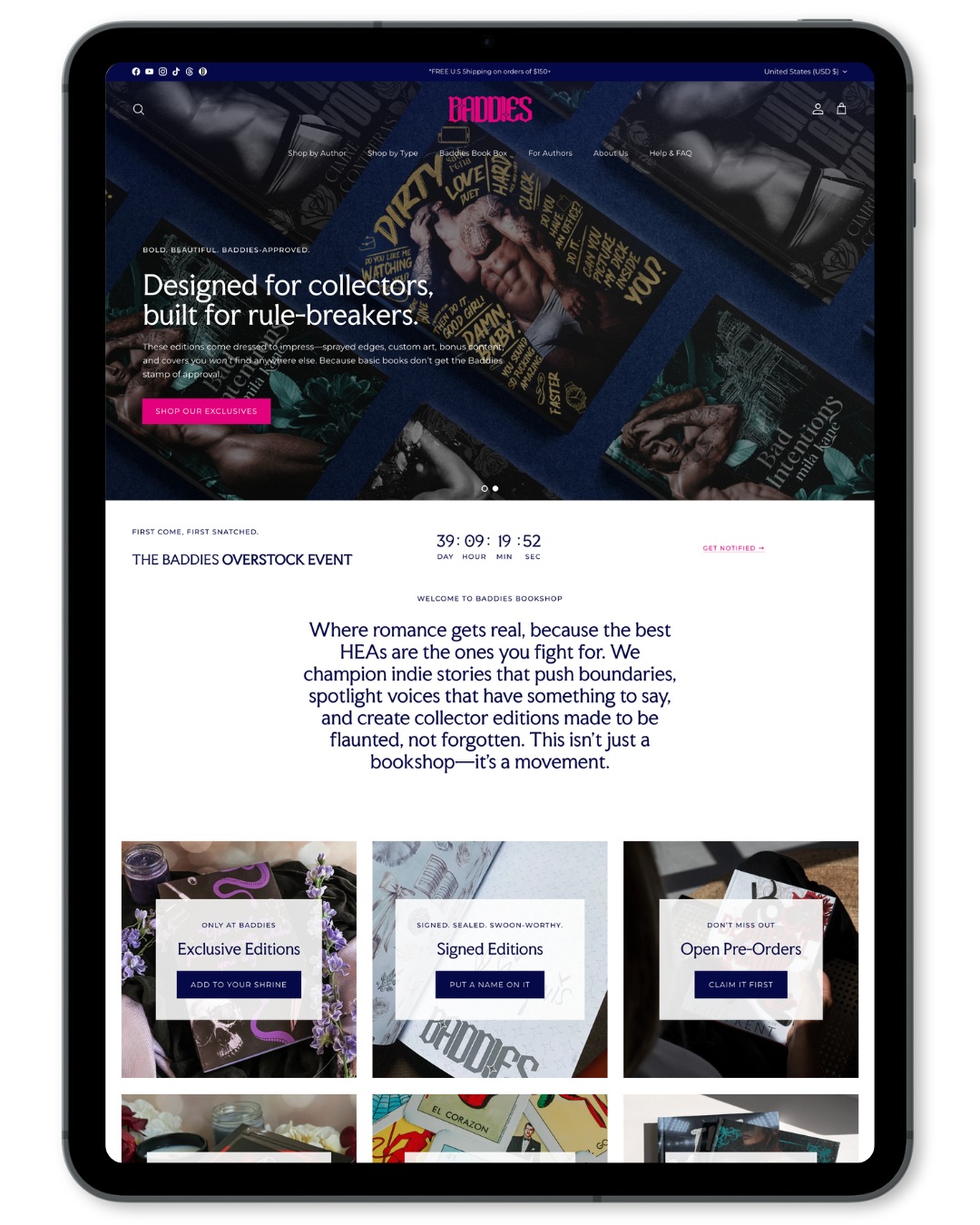 Baddies Bookshop website design homepage by AA Creative Co