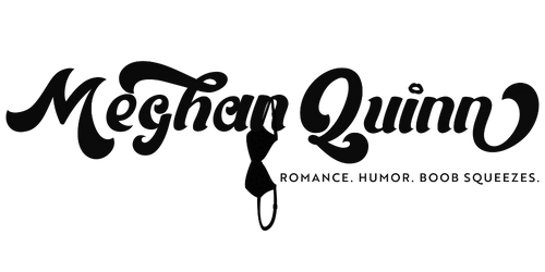Black text logo with 'Meghan Quinn' and tagline on a white background