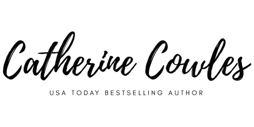 Catherine Cowles' author nameplate with 'USA Today Bestselling Author' text on a white background