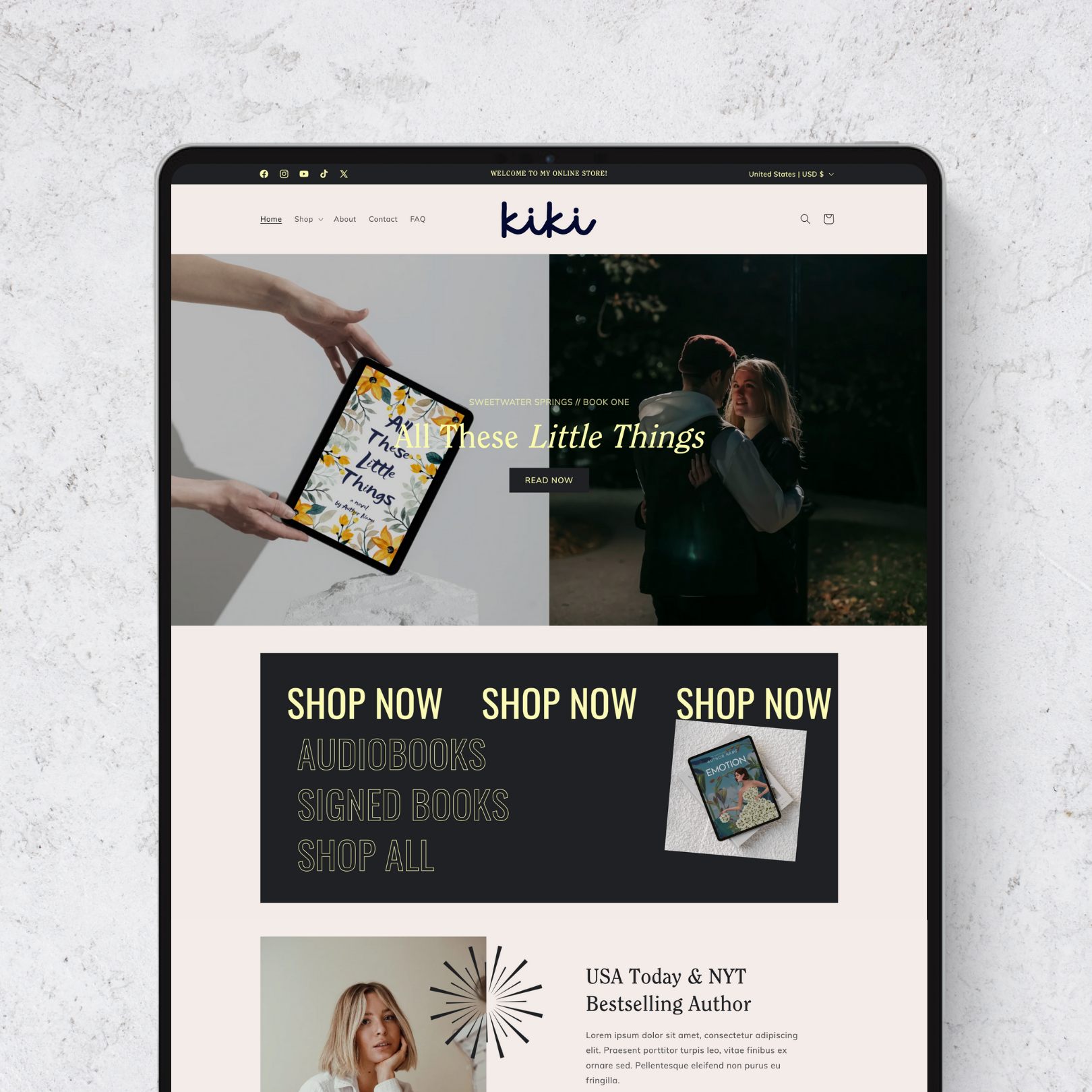 Introducing Kiki – a bright, fun, and colorful Shopify template made specifically for authors who want to enrich their online presence with a vibrant and imaginative design.