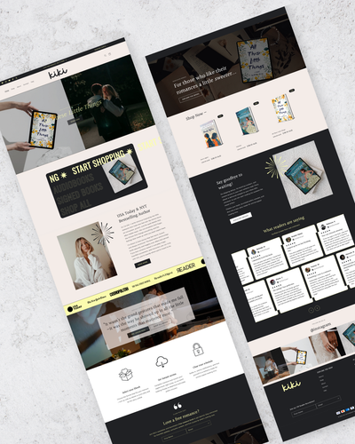 Two web pages with a light gray background