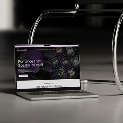 Laptop on a table with a dark background