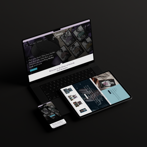 Laptop and smartphone displaying a website on a dark background